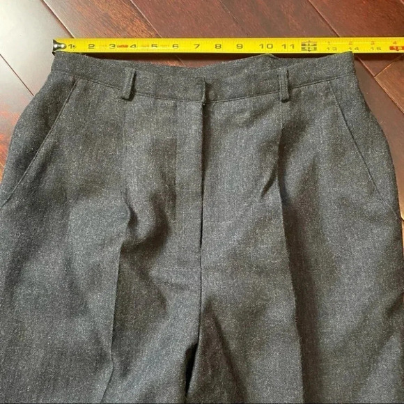 Vintage  High Waisted Wool Trousers Pleated Pants Lined Charcoal Grey Size 8 - Picture 11 of 16